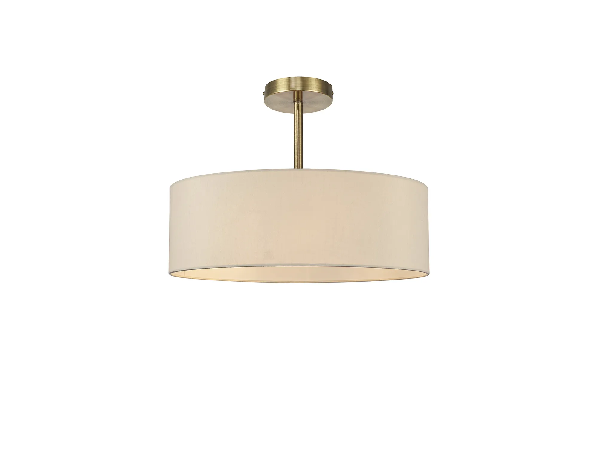 Baymont 45cm Semi Flush 5 Light Antique Brass, Ivory Pearl/White